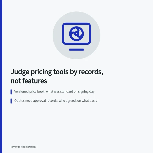 Card on judging pricing architecture tools by records and approval triggers. How to judge pricing architecture tools before you sign a contract