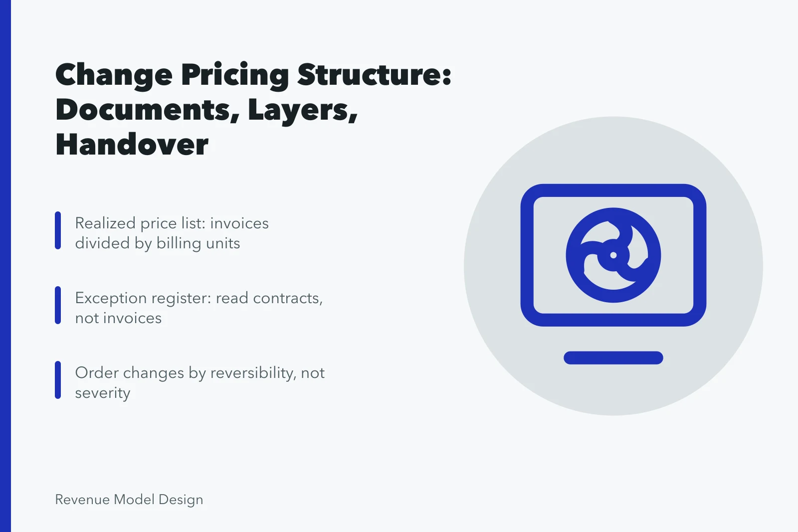 Card on pricing architecture: realized price list, exception register, reversible layer changes. A realistic take on pricing architecture: the 2027 view