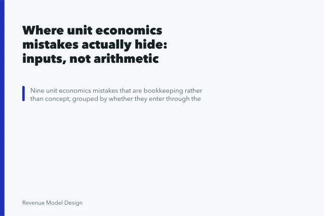 Where unit economics mistakes actually hide: inputs, not arithmetic. Where unit economics mistakes actually hide: inputs, not arithmetic