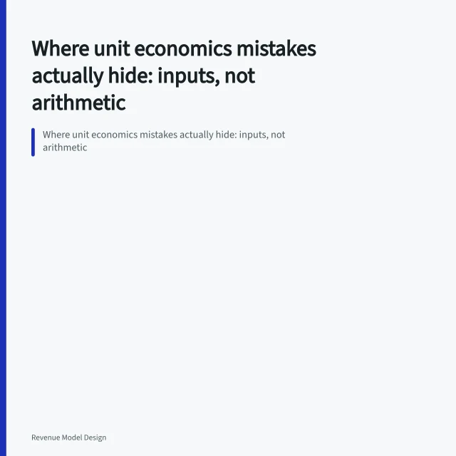 Where unit economics mistakes actually hide: inputs, not arithmetic. Where unit economics mistakes actually hide: inputs, not arithmetic